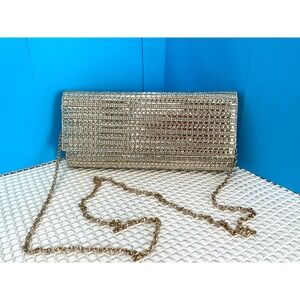 ALDO Gold Rhinestone Evening Clutch Bag Shoulder Chain NEW